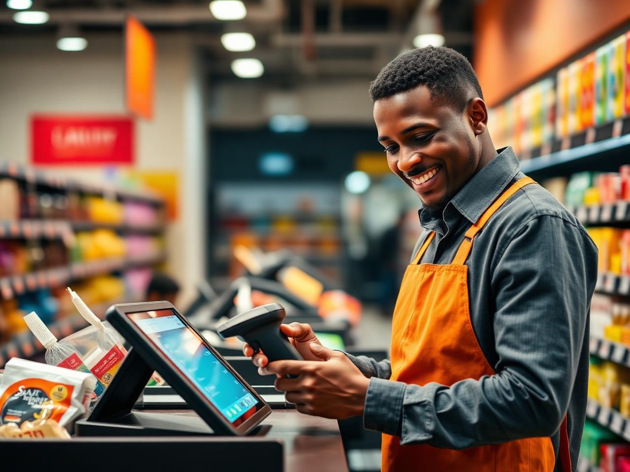 African professional using Stockwise POS