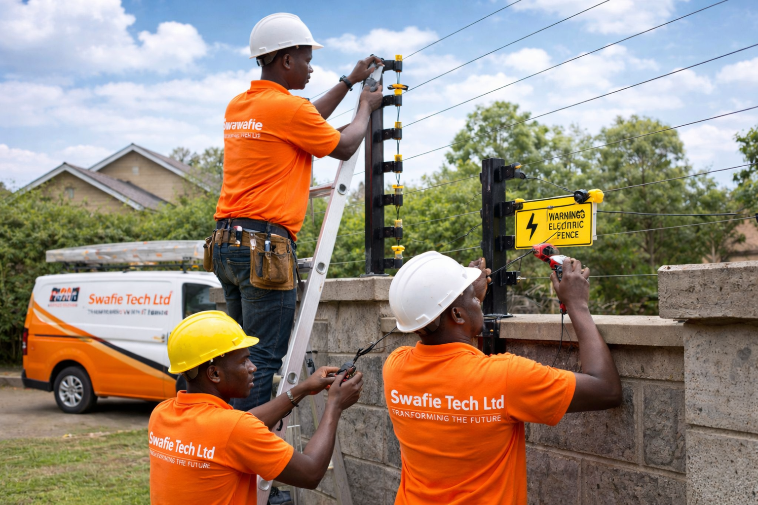 Electric fence installation in Kenya